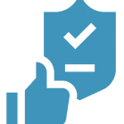 Approval symbol with blue shield